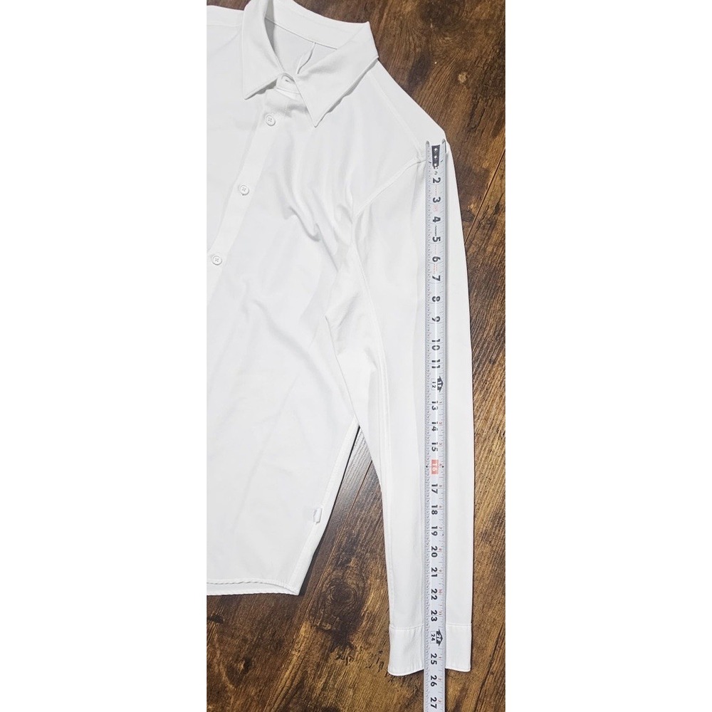 True Classic White Commuter Long Sleeve Button Up Shirt Men's Size Medium - Picture 4 of 5
